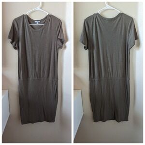 Standard James Perse Blouson T-Shirt Dress in Olive Green 4/XL Extra Large